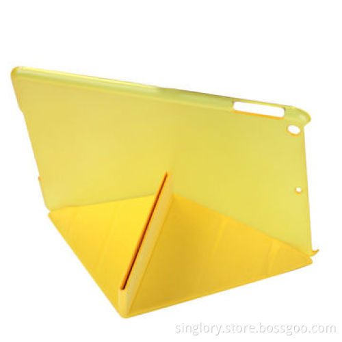 Leather Standing Case for iPad Air with Frosted PC Back Cover and Three Tri-folder Design